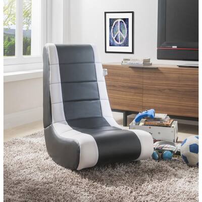 Rockme Black/White PU Leather Folding Game Chair