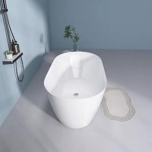 55 in. x 27.5 in. Acrylic Freestanding Soaking Bathtub with Overflow, Pop-Up Drain Anti-Clogging White