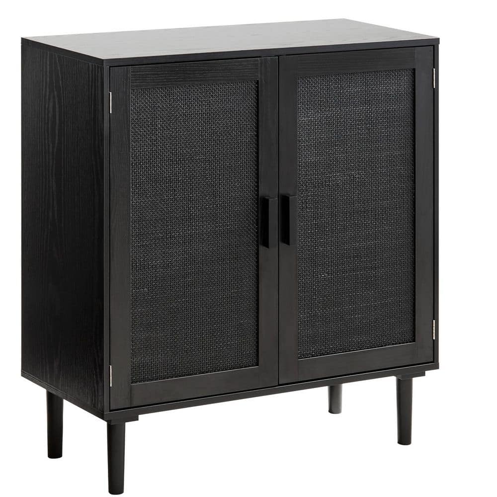 Rattan Cabinet, Rattan Storage Cabinet with 2 Magnetic Doors and Adjustable Shelves, Sideboard with Wooden Legs, Black price history on PriceWatchPro
