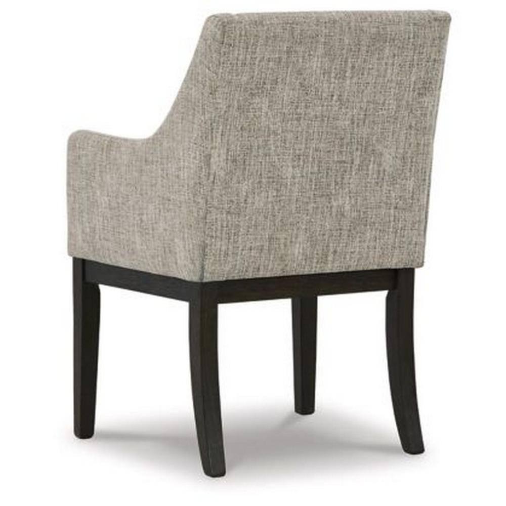 Beige and Brown Upholstered Wood Dining Armchair Set