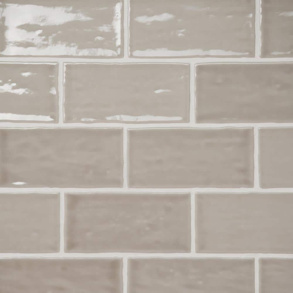 Sample-Marin Glossy Coastal Cliff 2 in. x 5 in. Ceramic Wall Subway Tile price history on PriceWatchPro