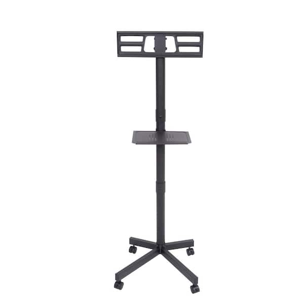 Amucolo Mobile TV Stand on Wheels, Height Adjustable Tilt Rolling TV Stand with Media Shelf for 23-60 inch