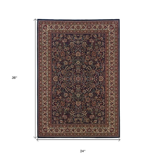 2' X 3' Ivory And Red Oriental Area Rug