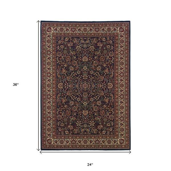 2' X 3' Red And Ivory Oriental Area Rug