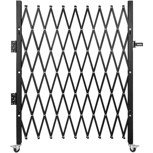 Single Folding Security Gate 51.57 in. H x 74 in. W Steel Accordion Fold Door Gate with Padlock Garden Fence