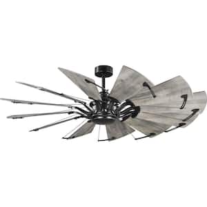 Springer Collection 60 in. 12-Blade Black Rusted Charcoal Blades DC Motor Farmhouse Windmill Ceiling Fan with Remote