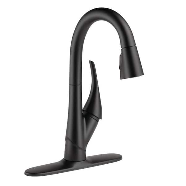 Delta Esque Single-Handle Bar Faucet with Pull-Down Sprayer in Matte Black