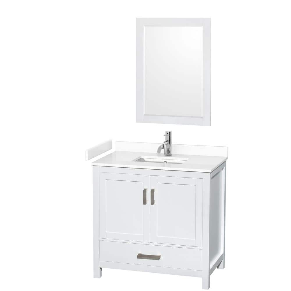 "Sheffield 36 in. W x 22 in. D x 35 in. H Single Bath Vanity in White with White Cultured Marble Top and 24"" Mirror" price history on PriceWatchPro