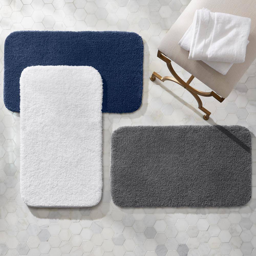 Pure White 34" x 20" Nylon Bath Rug with Latex Backing