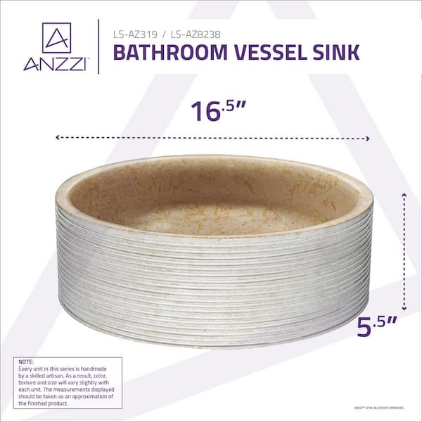 ANZZI Rune Natural Stone Vessel Sink in Classic Cream LS-AZ8238 