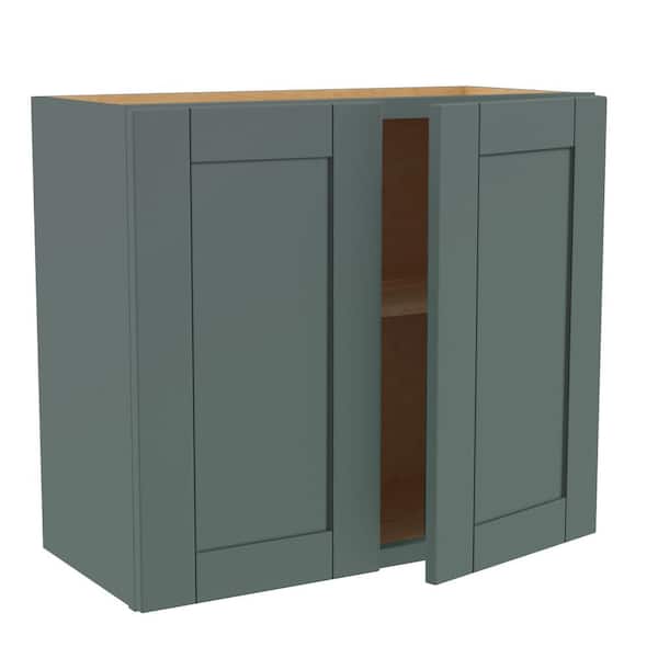Home Decorators Collection Washington 24 in. W x 12 in. D x 24 in. H Assembled Plywood Wall Kitchen Cabinet in Verdant Green with Soft Close Doors