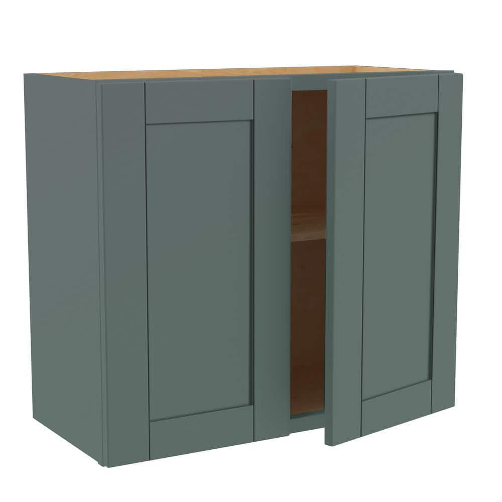 Washington 27 in. W x 12 in. D x 24 in. H Assembled Plywood Wall Kitchen Cabinet in Verdant Green with Soft Close Doors price history on PriceWatchPro