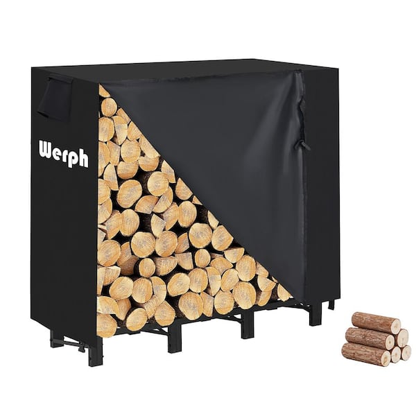 4FT Firewood Rack Outdoor, Heavy Duty Firewood Storage Rack, Outdoor Firewood Rack with Cover