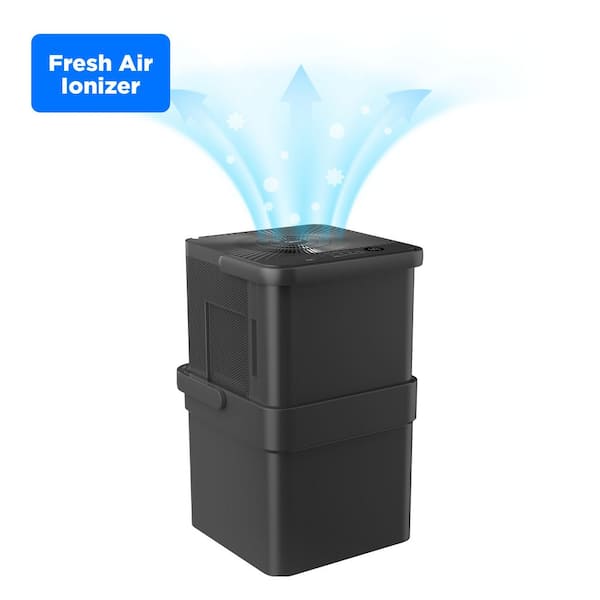 50 pt. Cube Smart Dehumidifier with Ionizer Built-In Pump for Basements, Garages or Bedrooms up to 4,500 Sq. Ft. in Grey