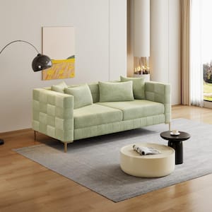 80.5 in. Green Chenille 2-Seater Loveseat with Unique Weaving Design and 4 Pillows