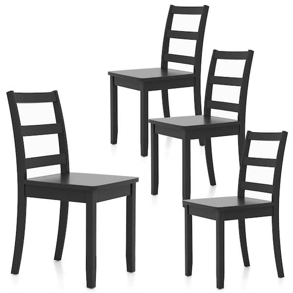 Set of 4 Dining Chairs Ladder Back Armless Side Chair w/Solid Rubber Wood Legs