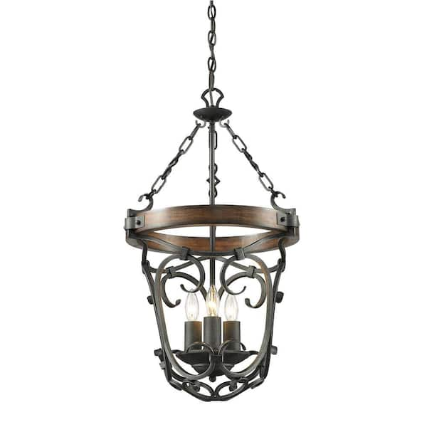 Vargas Collection 3-Light Black Iron Pendant