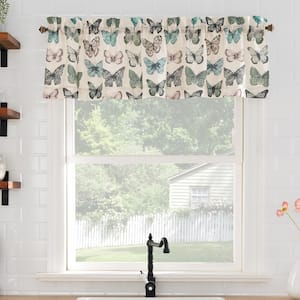 Magdalena Crushed Voile 56 in. W x 14 in. L Sheer Rod Pocket Kitchen Curtain Valance in Blue