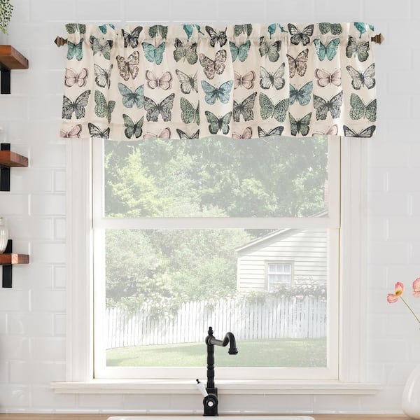 No. 918 Magdalena Crushed Voile 56 in. W x 14 in. L Sheer Rod Pocket Kitchen Curtain Valance in Blue