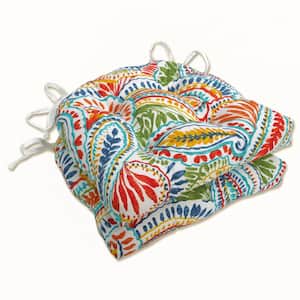 Paisley 17.5 x 17 in. 2-Piece Outdoor Dining Chair Cushion Blue/Multi Ummi