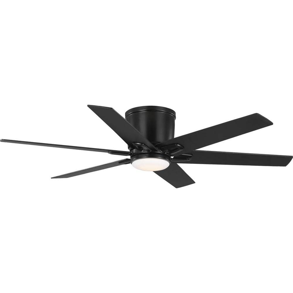 54" Matte Black Modern Farmhouse Ceiling Fan with LED Light