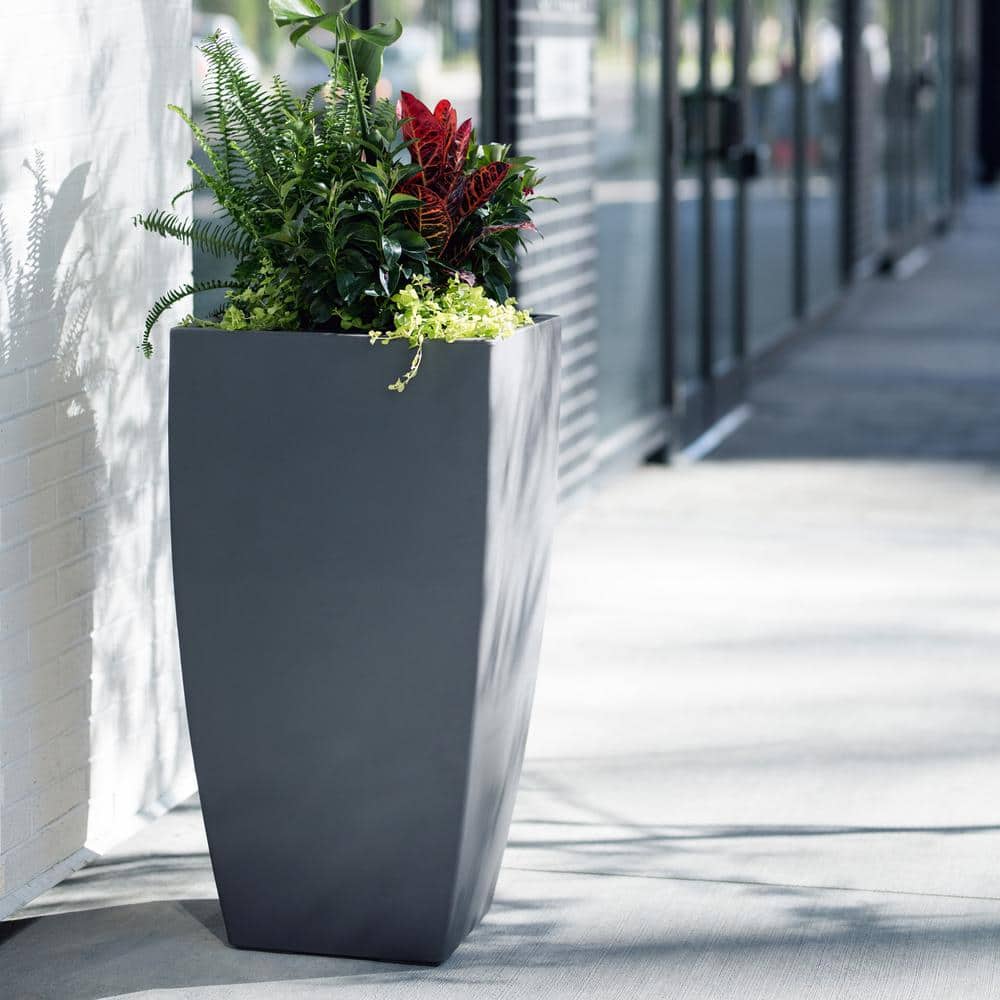 Kobi 38" Tall Graphite Gray Polyethylene Planter