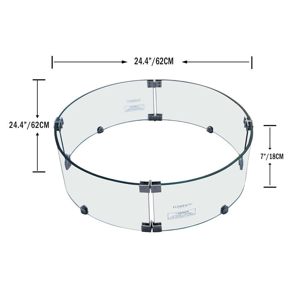 Round Tempered Glass Wind Screen for Fire Pit with Stainless Steel Clips