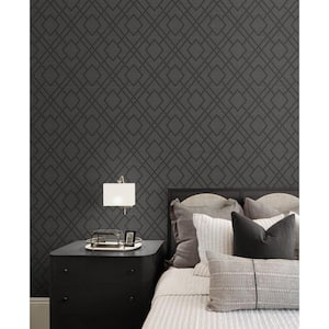 Pewter Charcoal Diamond Trail Vinyl Peel and Stick Wallpaper Roll (31.35 sq. ft.)