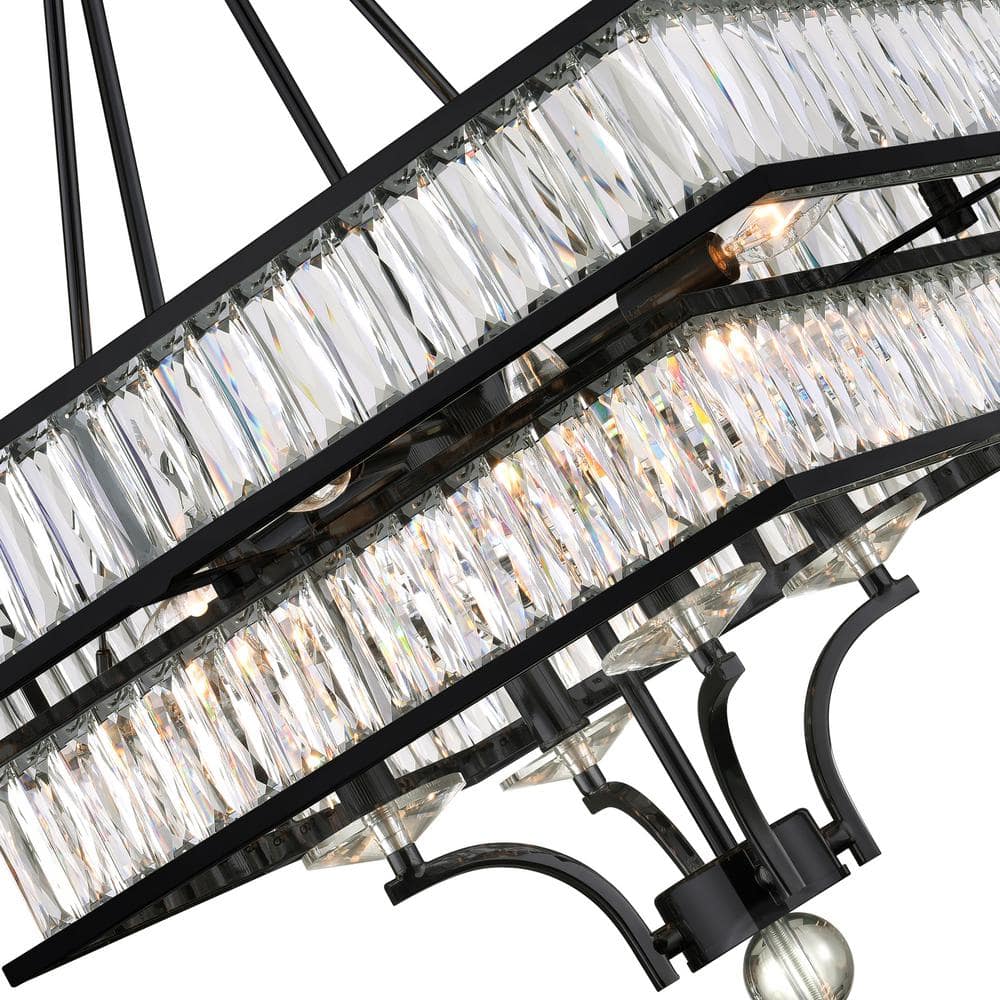 Shalia 8-Light Black Metal Chandelier with Crystal Accents