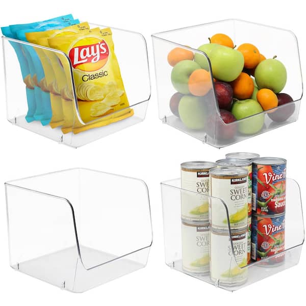 Sorbus Clear Plastic Storage Bins for Fridge and Pantry Organizer Set (4-Pack)