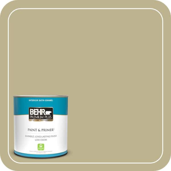 BEHR PREMIUM PLUS 1 qt. #PPU9-10 Wasabi Powder Satin Enamel Low Odor Interior Paint & Primer