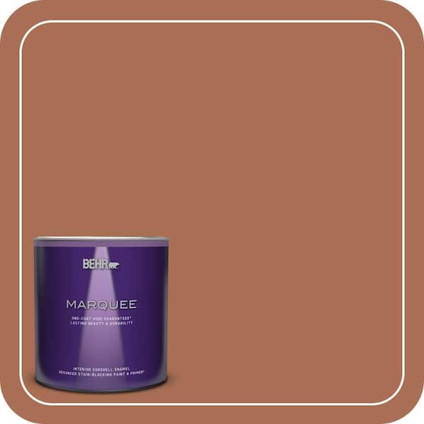 BEHR MARQUEE 1 qt. #MQ1-28 Orange Flambe One-Coat Hide Eggshell Enamel Interior Paint & Primer