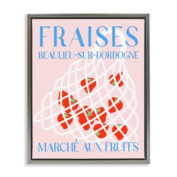 Stupell Industries Modern Strawberry Fruit Market by Daphne Polselli Gray Floater Frame Food Graphic Art Print 31 in. x 25 in.