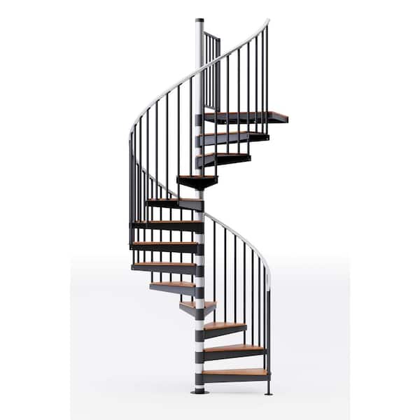 Mylen STAIRS Reroute Prime Interior 60in Diameter, Fits Height 127.5in - 142.5in, 1 36in Tall Platform Rail Spiral Staircase Kit
