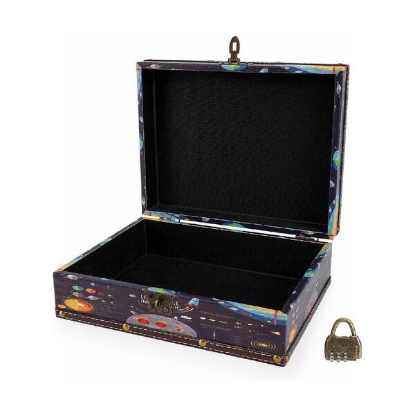 Brown 11 in. x 4 in. Wood Decorative Box with Lid and Lock