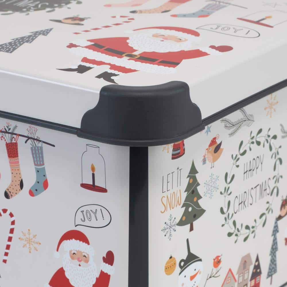 Happy Christmas Design Stackable Plastic Storage Tote with Lid