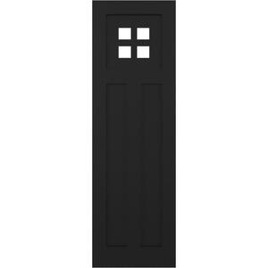 12 in. x 60 in. True Fit PVC San Antonio Mission Style Fixed Mount Flat Panel Shutters Pair in Black