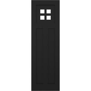 12 in. x 40 in. True Fit PVC San Antonio Mission Style Fixed Mount Flat Panel Shutters Pair in Black