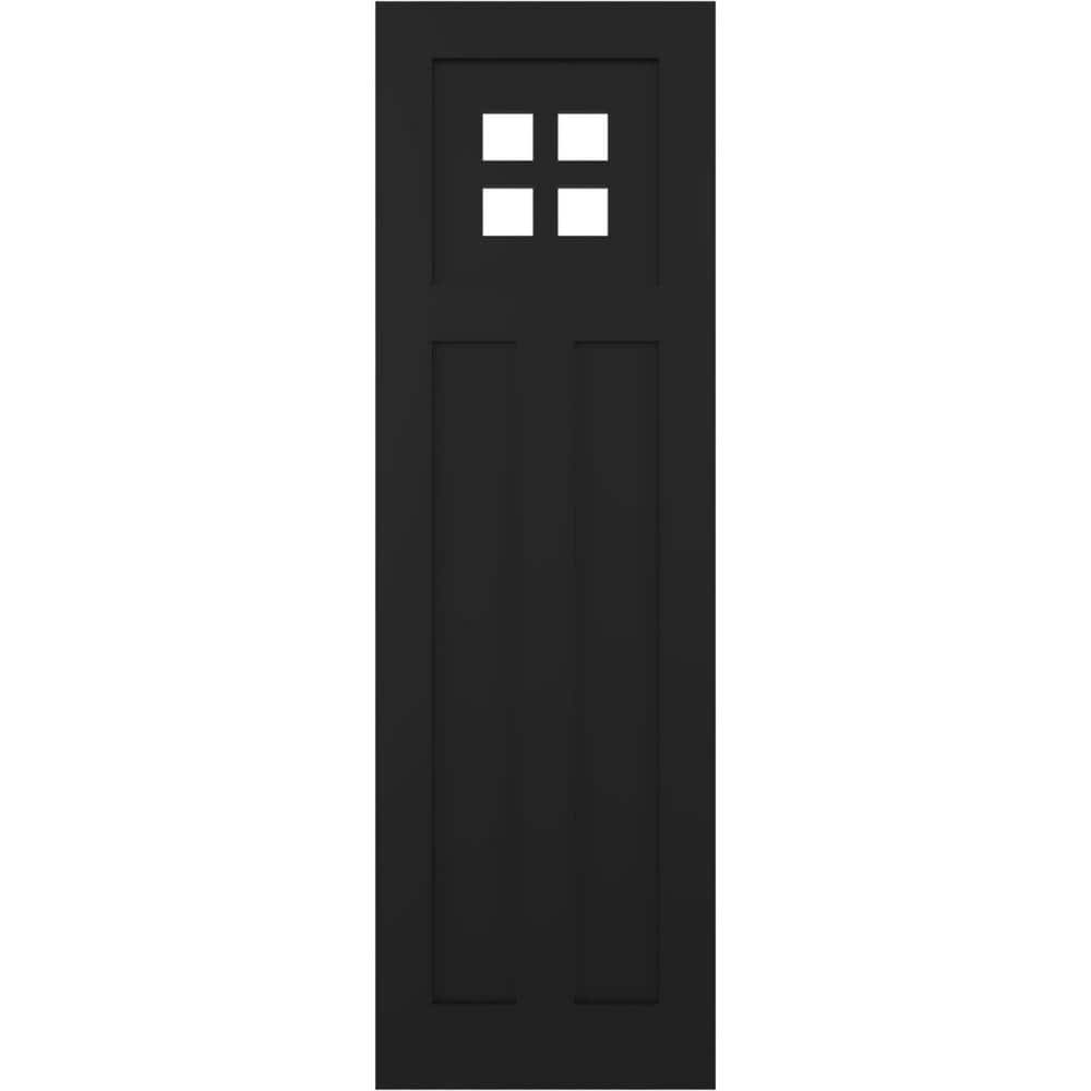 15 in. x 33 in. True Fit PVC San Antonio Mission Style Fixed Mount Flat Panel Shutters Pair in Black price history on PriceWatchPro