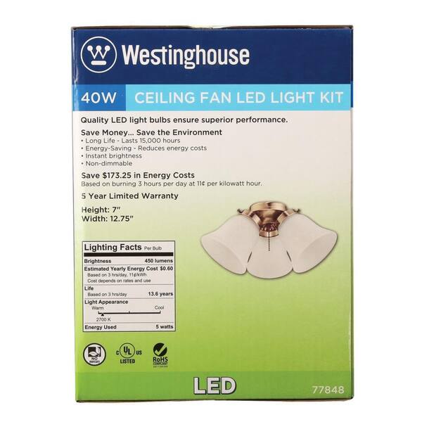 Westinghouse 3 Light Led Cer Ceiling Fan Kit 7784800 The Home Depot - Westinghouse 120w Ceiling Fan Led Light Kit Westinghouse 3 Light Led Cer Ceiling Fan Kit 7784800 The Home Depot - Westinghouse 120w Ceiling Fan Led Light Kit