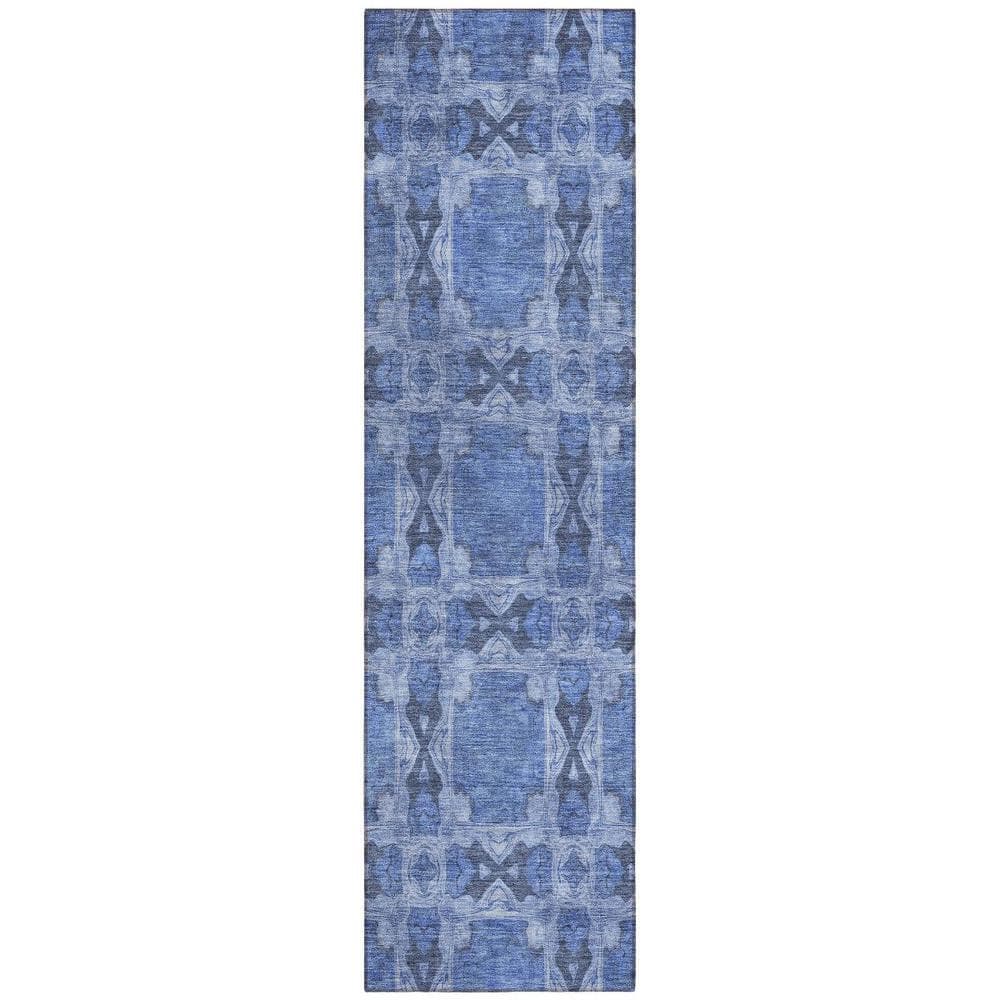 Denim Blue and Gray 2 ft. x 8 ft. Woven Floral;Medallion Runner Indoor/Outdoor Area Rug price history on PriceWatchPro
