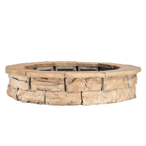 Fossill Brown Round Fire Pit Kit, Fire Pit Mortar Home Depot