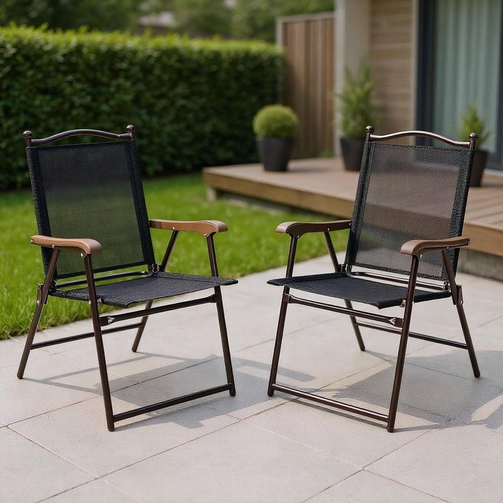 2 Black Sling Back Folding Camping Patio Chairs For All Outdoor Spaces price history on PriceWatchPro