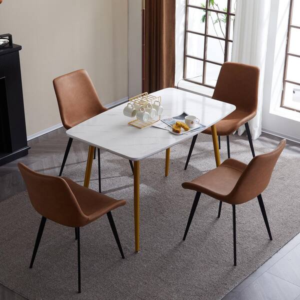 Winado Orange Faux Leather Dining Chair (Set of 4)