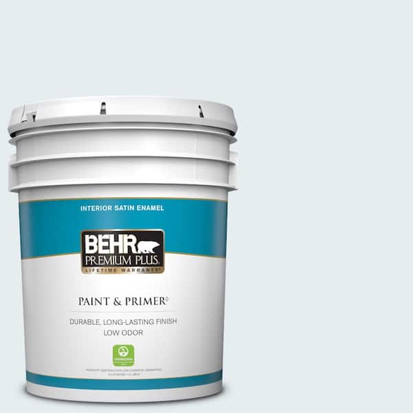 BEHR PREMIUM PLUS 5 gal. #550E-1 Breaker Satin Enamel Low Odor Interior Paint & Primer