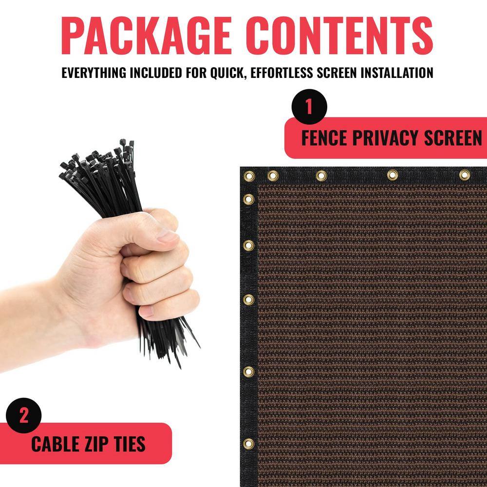 Brown Heavy-Duty Polypropylene Privacy Fence Screen 5-ft x 10-ft