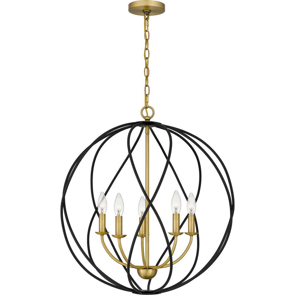 Bryn Aged Brass Globe Pendant with Open Framework Design