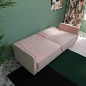 Iris Pink Velvet Tufted Futon