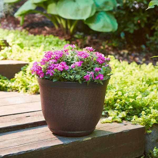 Cronus Large 17.5 in. x 13.7 in. 37 Qt. Hot Coal High-Density Resin Outdoor Planter