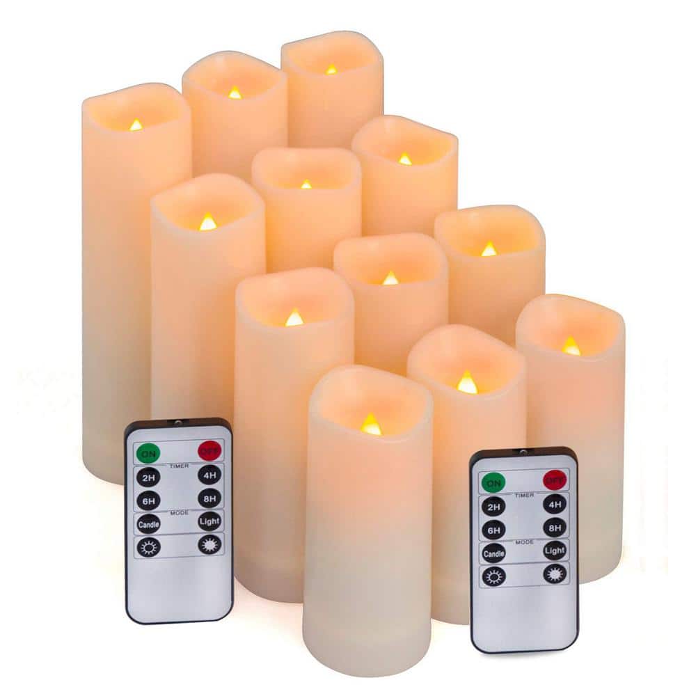 Flameless LED Candles with 10-Key Remote & Timer, Set of 12